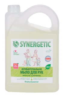 Мыло жидкое Synergetic для рук и тела мелисса и ромашка антибактериальное 3,5 л