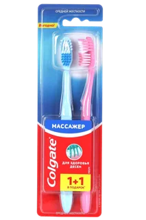 Зубная щетка Colgate массажер для здоровья десен средней жесткости 2 шт