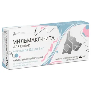 Мильмакс-Нита таблетки со вкусом мяса для собак массой от 0,5 до 5 кг 2,5 мг+25 мг 2 шт