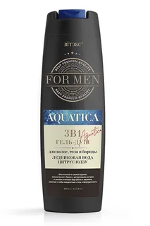 Витэкс For MEN Aquatica 3в1 Гель-душ для волос Ледниковая Вода и Цитрус Юдзу 400 мл