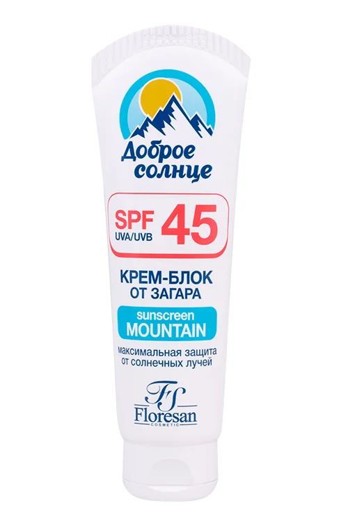 Крем-блок Floresan Доброе солнце от загара SPF45 специально для гор, 60 мл