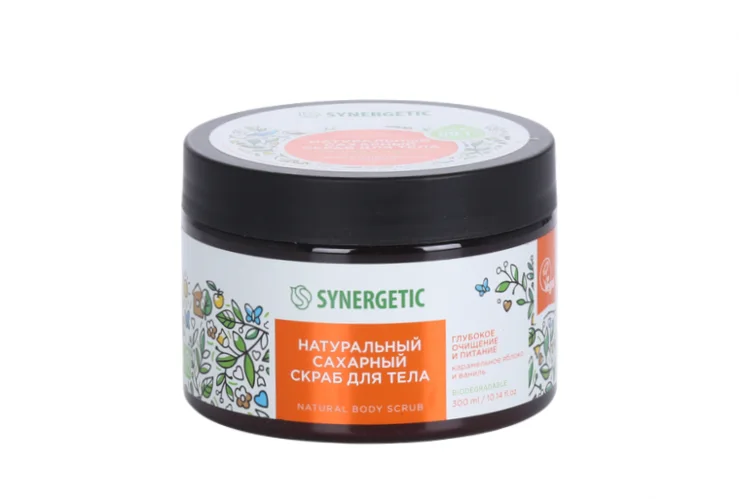 Скраб Synergetic для тела глубокое очищ / пит сахарный карамельное яблоко и ваниль 300 мл
