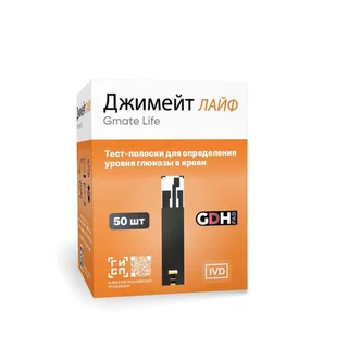 Тест-полоски для определения уровня глюкозы в крови Gmate Life GDH (30×5 мм) 50 шт
