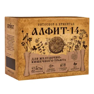 Алфит-14 Желудочно-кишечный 120 гр (60 брикетов по 2 г) Алфит