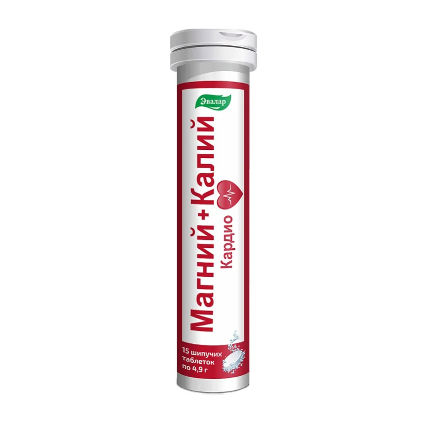 Магний+калий кардио таблетки шипучие 4,9 гр 15 шт