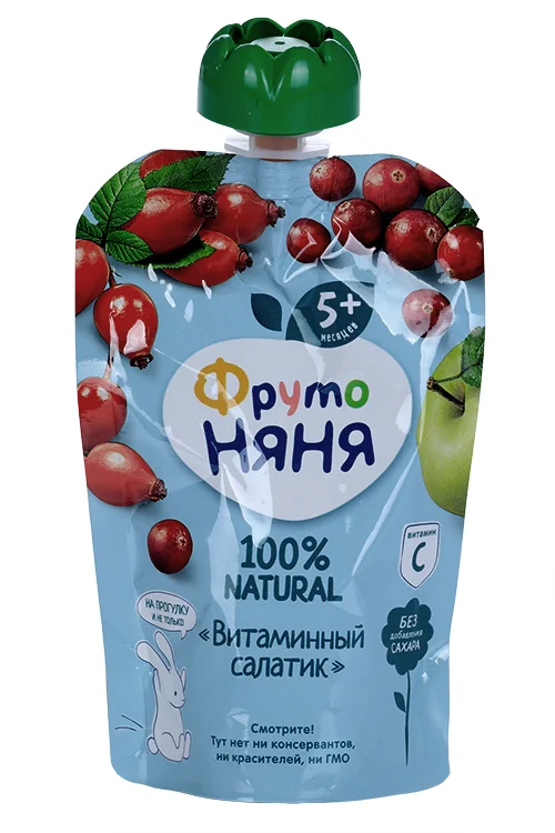 Пюре Фрутоняня На прогулку Витаминный салатик ябл / шипов / клюк (с 5 мес) 90 гр