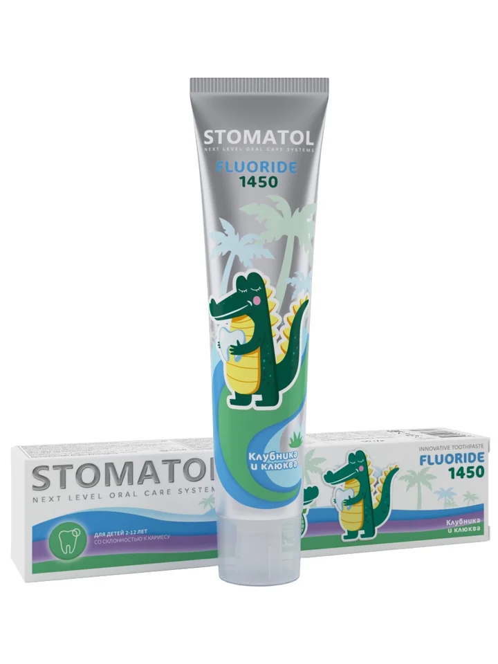 Зубная паста Stomatol детская 2-12 лет Fluoride 1450ppm, 50 гр