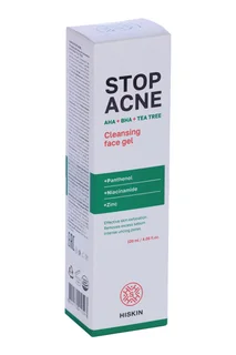 Гель Hiskin Stop Acne очищающий AHA+BHA+TEA Tree для умывания, 120 мл