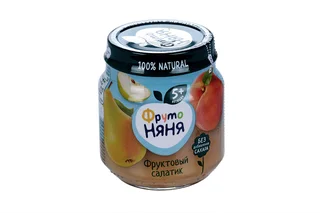 Пюре Фрутоняня яблоко / груша / персик фруктовый салатик (с 5 мес) 100 гр