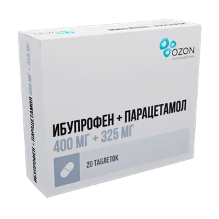 Ибупрофен+Парацетамол 400 мг+325 мг 20 шт таблетки покрытые пленочной оболочкой