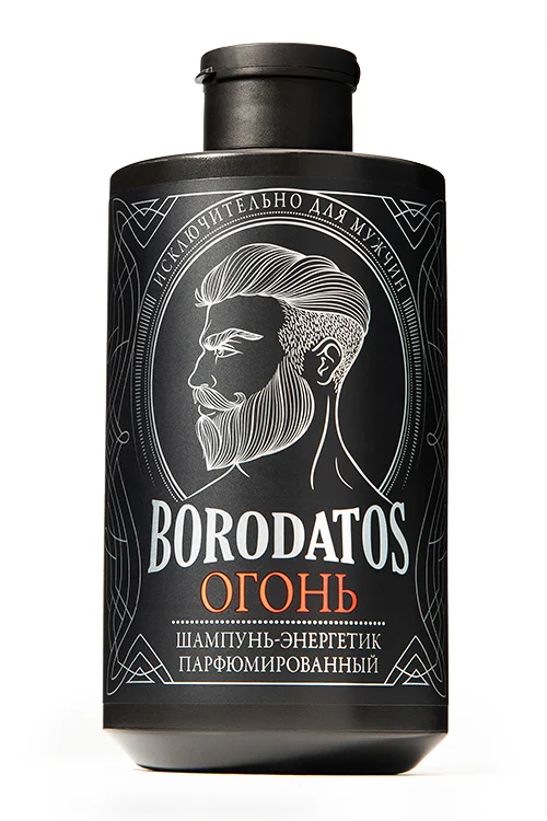 Шампунь-энергетик Borodatos для роста волос мужской парфюмированный п/выпадения Огонь 400 мл