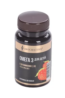 Омега-3 с витамином Е и для Awochactive детск вкус клубника 60 шт капсулы