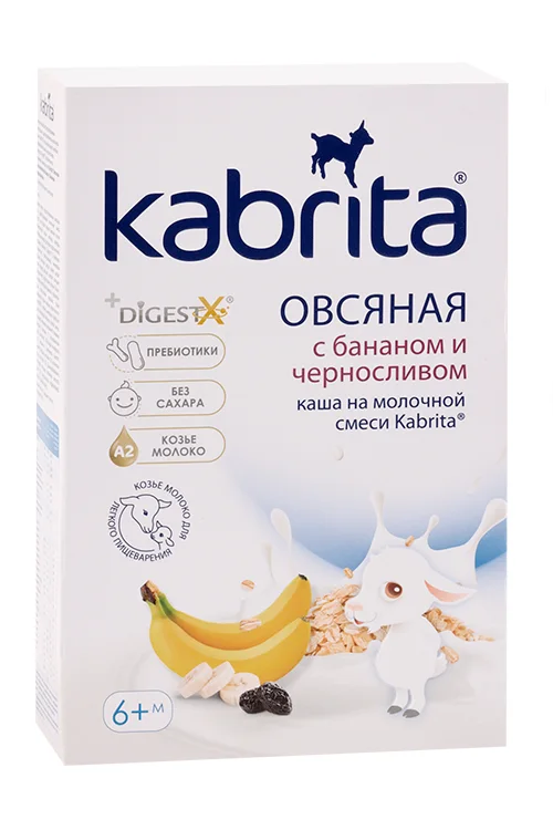 Каша Kabrita овсяная на козьем молоке банан / чернослив, 180 г