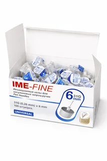 Иглы инсулиновые IME-Fine 31G x 6 мм для шприц-ручек, 100 штук
