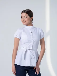 Блуза Mariita медицинская с баской белый р 44