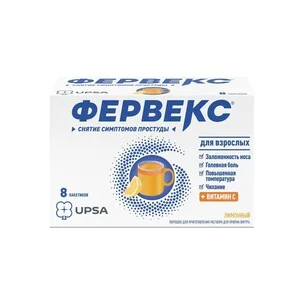 Фервекс 500 мг+25 мг+200 мг 8 шт порошок для приготовления раствора для приема внутрь лимон с сах