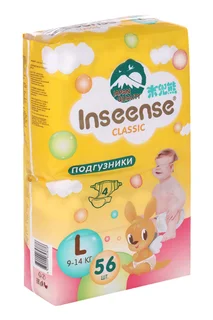 Подгузники Inseense Classic L (9-14 кг) 56 шт желт