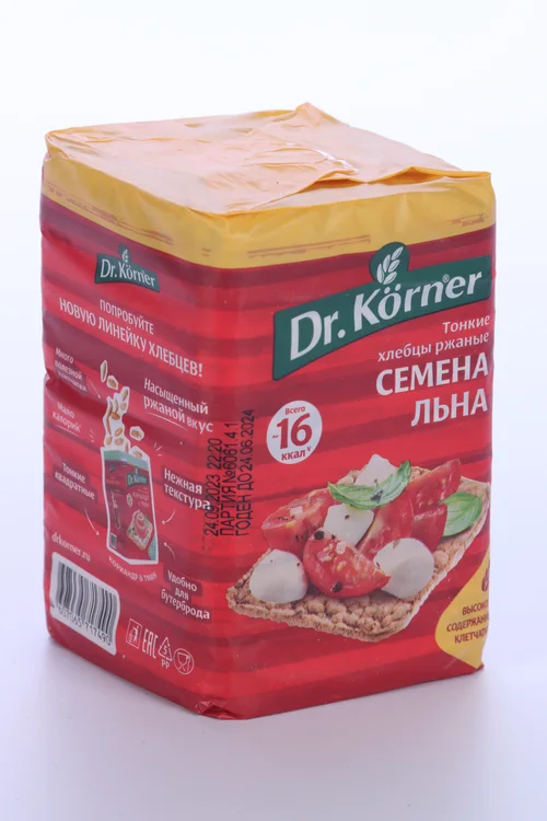 Хлебцы Dr Korner ржаные с семенами льна хрустящ, 100 г