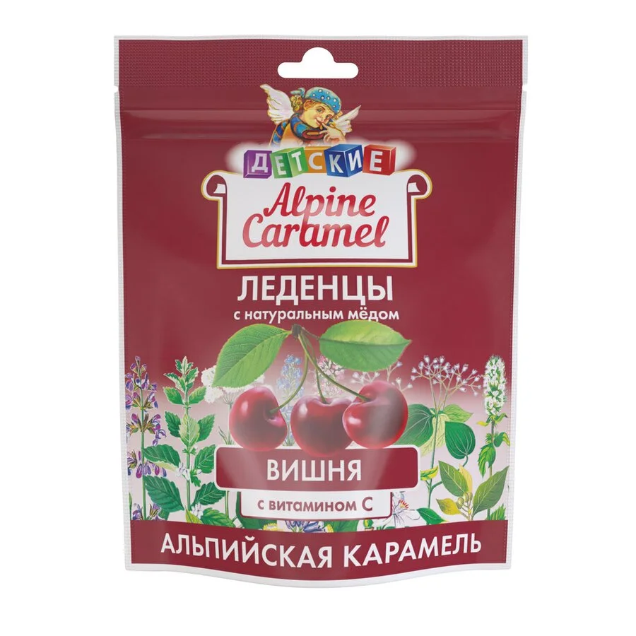 Альпийская Карамель Леденцы для детей с Натуральным Медом И Витамином С 75 гр Вишня