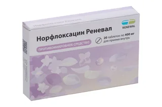Норфлоксацин Реневал 400 мг 20 шт таблетки покрытые пленочной оболочкой