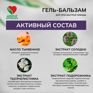 Добрый аптекарь гель-бальзам для тела быстрая помощь заживляющий 75 мл