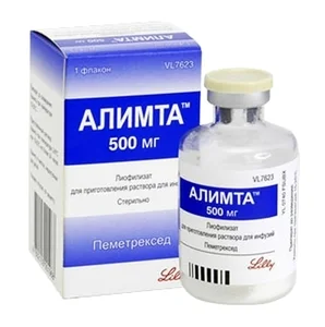 Алимта Лиофилизат для приготовления раствора для инфузий 500 мг флакон 1 шт