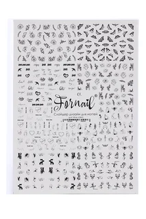Слайдер Fornail для дизайна ногтей / гель лака фигуры / бабочки / цветы черный