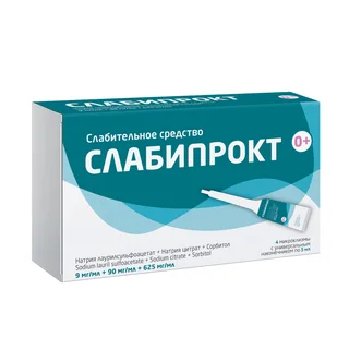 Слабипрокт микроклизма раствор ректальный 9 мг мл+90 мг мл+625 мг мл 4 шт