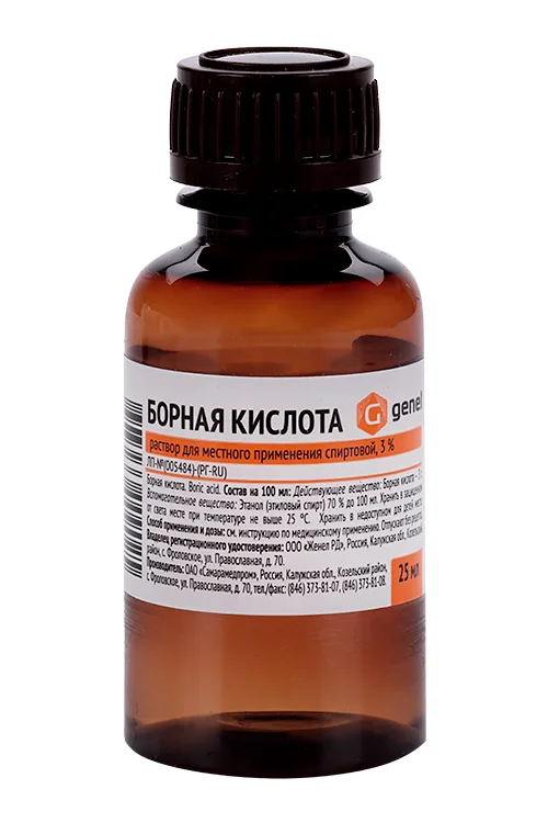 Борная кислота 3%, 25 мл, раствор для местного применения спиртовой