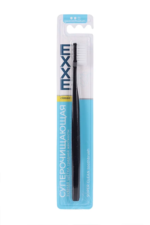 Зубная щетка Exxe classic Суперочищающая средняя Микс