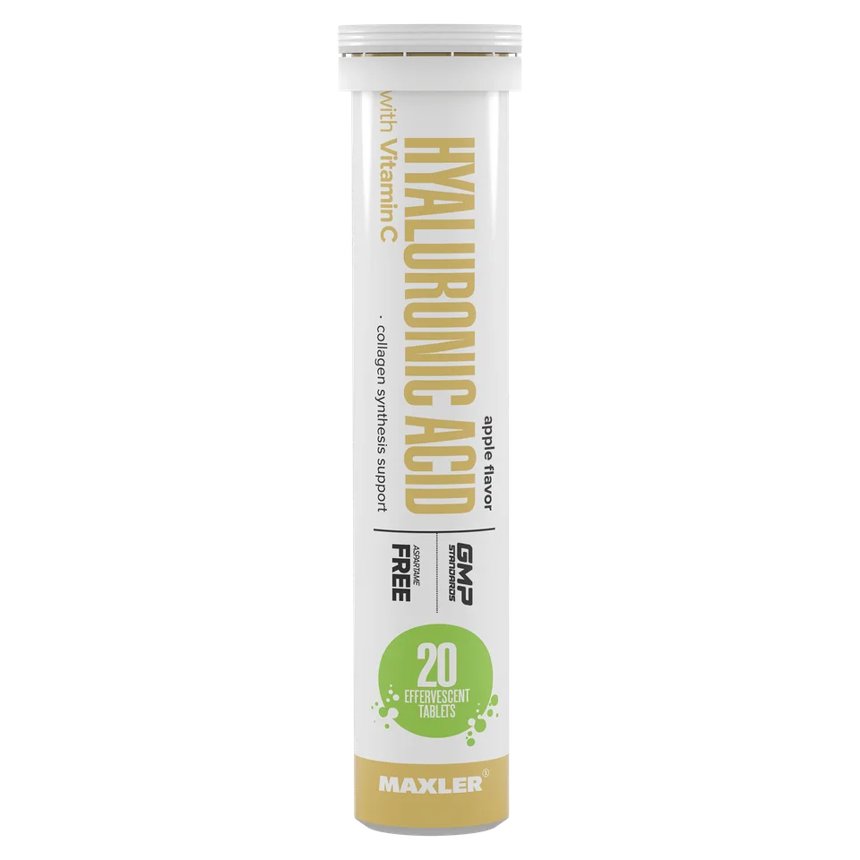 Гиалуроновая кислота + Витамин С Maxler Hyaluronic Acid with Vitamin C, 20 шипучих таблеток - Зелёное яблоко