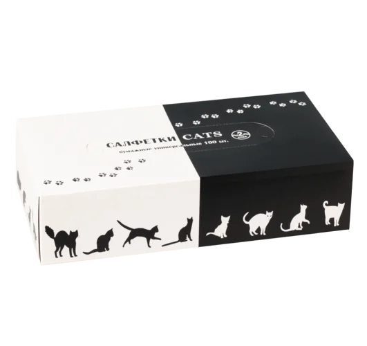 Салфетки Афалина Cats двухслойные гигиенич бумажные 100 шт
