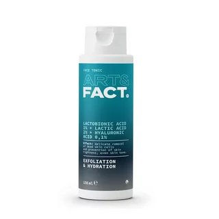 Тоник ART&Fact отшелуш с лактобион 1% молоч 2% гиалурон 0,1% кислотой для лица, 150 мл