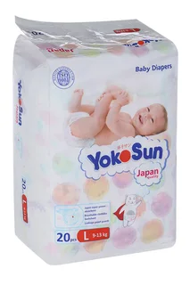 Подгузники YokoSun на липучках L (9-13 кг) 20 шт