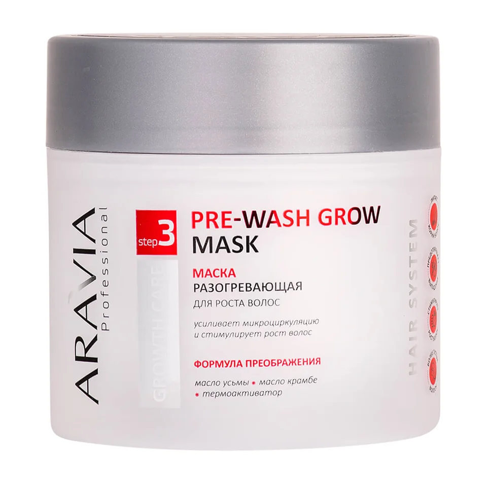 Маска разогревающая для роста волос Pre-wash Grow Mask 300 мл Aravia