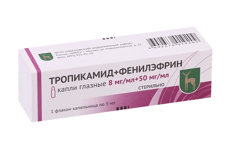 Тропикамид+Фенилэфрин капли 8 мг / мл 5 мл