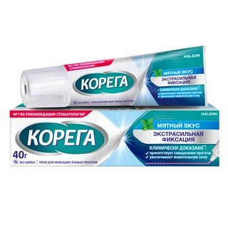 Корега крем для фиксации зубных протезов экстра сильный мята 40 мл