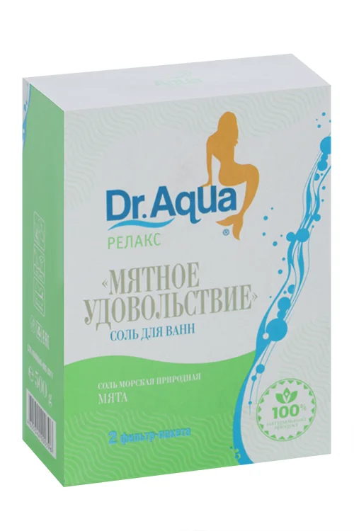 Соль для ванн Dr Aqua Релакс морская Мятное удовольствие мята 250 гр 2 шт фильтр-пакет