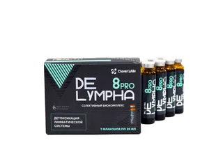 Питьевой биокомплекс «DeLympha 8 Pro» детокс и защита лимфатической системы Clover Labs 7 флаконов по 20 мл
