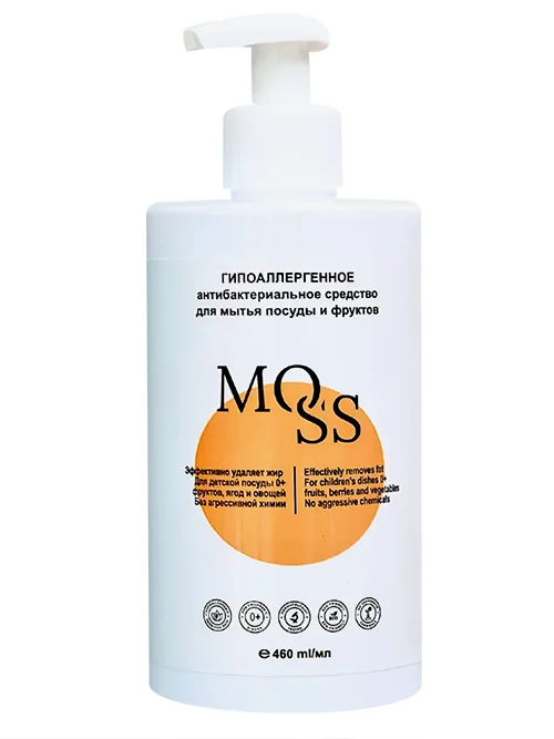 Средство Moss гипоаллергенное антибактериальное для мытья посуды / фруктов 460 мл