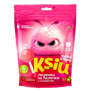 Xylitol Lollipop Клубника Ksiu, 6 шт