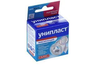 Лейкопластырь Унипласт фиксирующий 2,5×500 см на шелк НМ