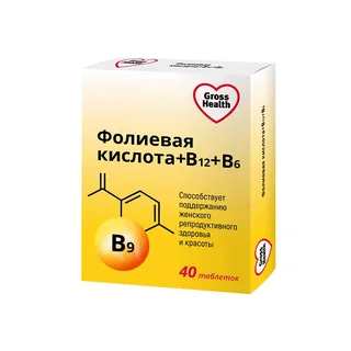 Гроссхелс Фолиевая кислота+В12+В6 таблетки 40 шт
