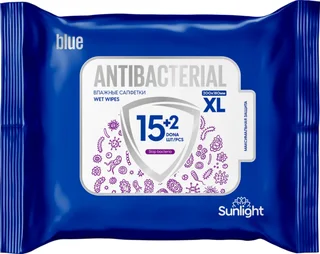 Салфетки Sunlight XL Antibacterial Blue влажные, 17 шт