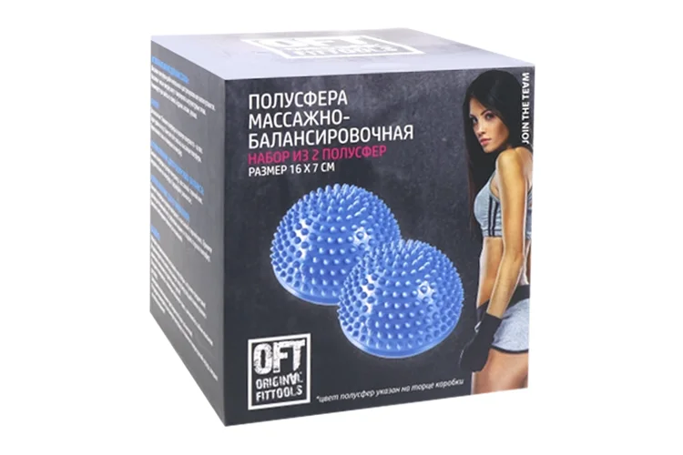 Массажная полусфера Original FitTools балансировочная красный 2 шт