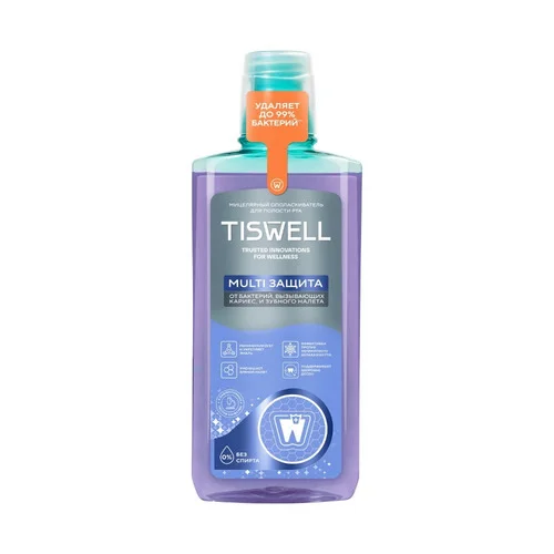 Ополаскиватель для полости рта Tiswell мицеллярный защита от бактерий / налета, 500 мл