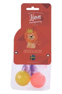 Игрушка для кошек Lion Мячик с перьями гремящий LMG-K0134-B 4 см 2 (шт / уп)