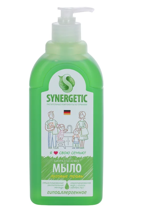 Мыло жидкое Synergetic для рук и тела луговые травы 500 мл