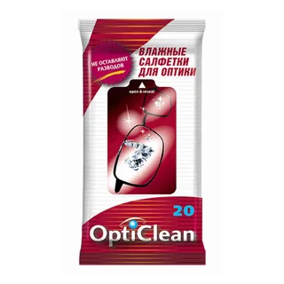 Салфетки для Оптики Влажные "Opticlean" 20 шт