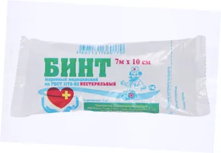 Бинт н/стер мед марлевый плотн 36г/м2 инд уп прессов 7м х 10 см